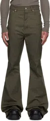 Rick Owens Khaki Concordians Bolan Bootcut Trousers In Green