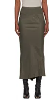 Rick Owens Khaki Concordians Calf Bias Midi Skirt In Green