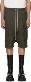 Rick Owens Khaki Concordians Cargo Pods Shorts In Green