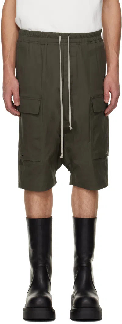 Rick Owens Khaki Concordians Cargo Pods Shorts In Green