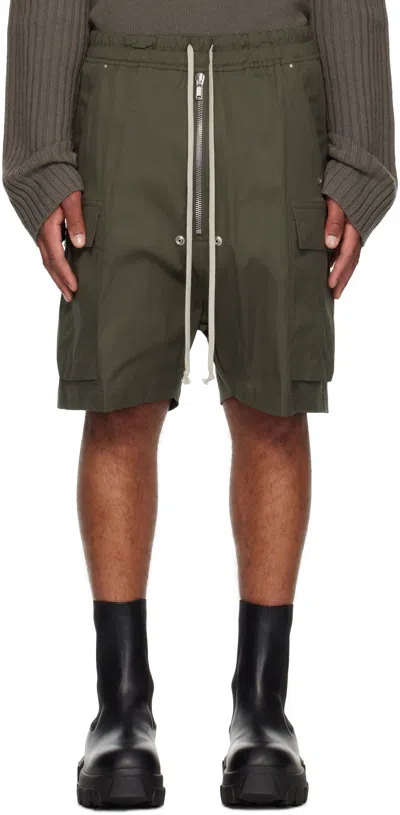 Rick Owens Khaki Concordians Cargobela Cargo Shorts In Green