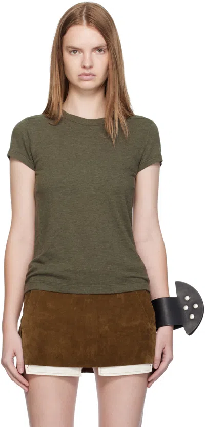 Rick Owens Khaki Concordians Cropped Level T-shirt In Green