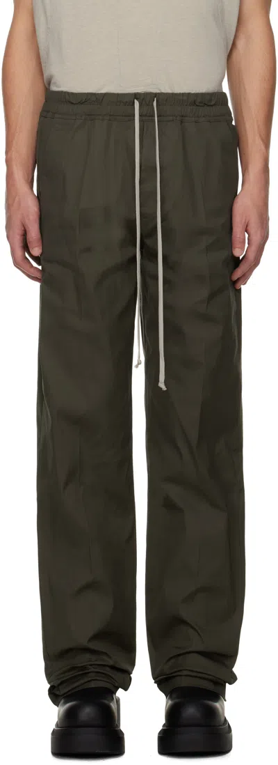 Rick Owens Khaki Concordians Dietrich Drawstring Trousers In Green