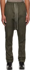 Rick Owens Khaki Concordians Drawstring Long Trousers In Green