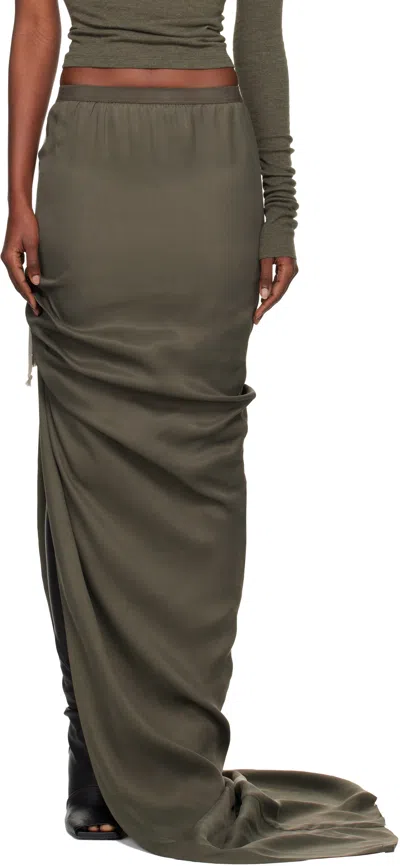 Rick Owens Khaki Concordians Edfu Maxi Skirt In Gray