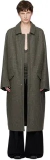 Rick Owens Khaki Concordians Jumbo Mac Coat In Gray