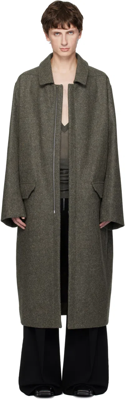 Rick Owens Khaki Concordians Jumbo Mac Coat In Gray