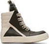 Rick Owens Khaki Concordians Jumbolace Geobasket Sneakers In Animal Print