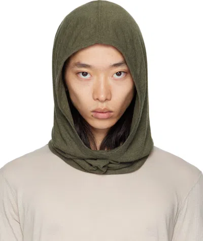Rick Owens Khaki Concordians Knit Hood In Brown