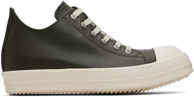Rick Owens Khaki Concordians Low Sneaks Sneakers In Animal Print