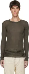 Rick Owens Khaki Concordians Rib Ls T-shirt In Green