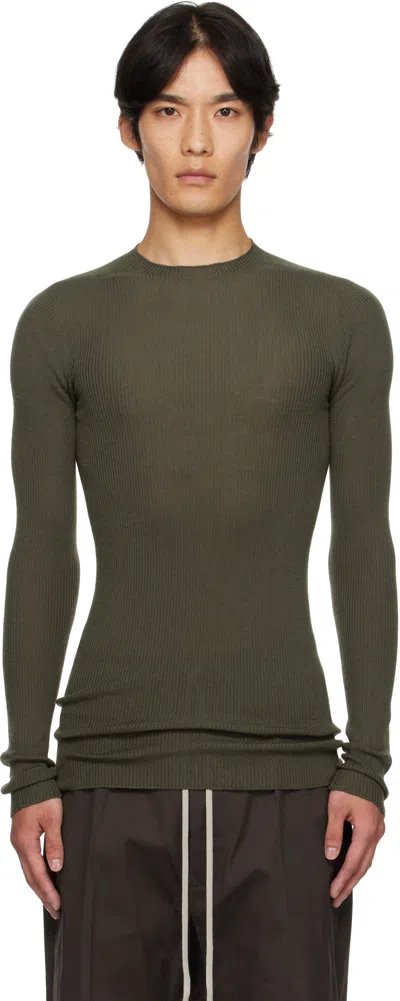 Rick Owens Khaki Concordians Ribbed Round Neck Sweater