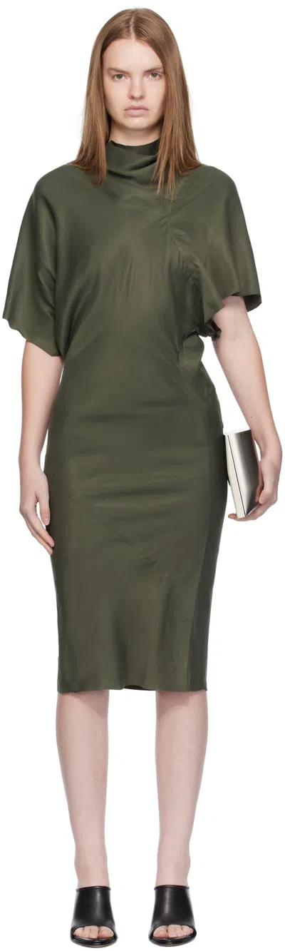 Rick Owens Khaki Concordians Seb Midi Dress In Green
