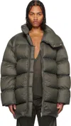 Rick Owens Khaki Concordians Turtle Down Coat In Green