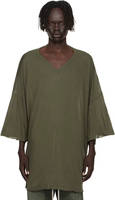 Rick Owens Khaki Concordians V Tommy T-shirt In Green