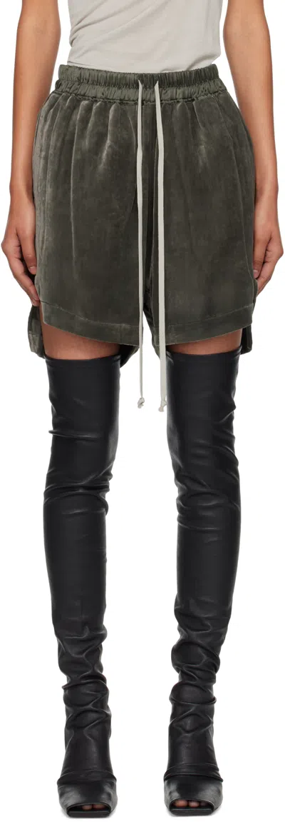Rick Owens Khaki Concordians Velvet Boxer Shorts In Green