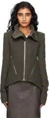 Rick Owens Khaki Concordians Zipped Naska Biker Jacket In Gray