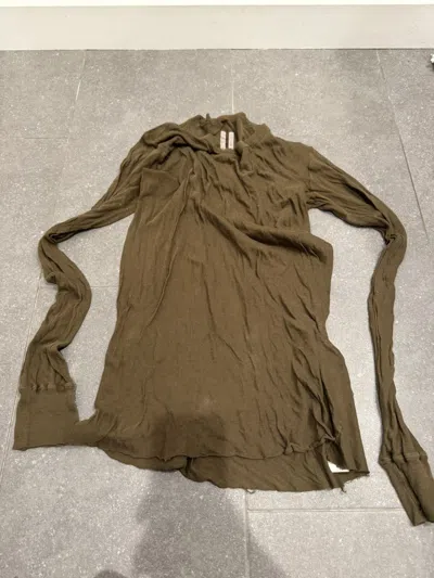 Pre-owned Rick Owens Khaki Porterville Basic Long Sleeve T-shirt In Green