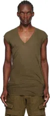 Rick Owens Khaki Porterville Deep V T-shirt In 35 Bean
