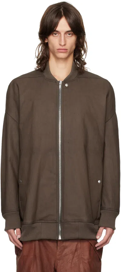 Rick Owens Khaki Porterville Jumbo Peter Flight Denim Bomber Jacket In 35 Bean