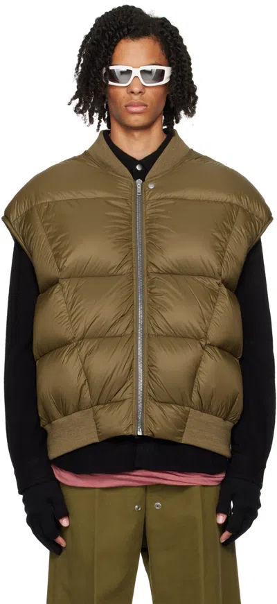 Rick Owens Khaki Porterville Luxor Flight Down Vest In 35 Bean