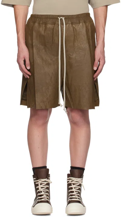 Rick Owens Khaki Porterville Megablister Boxer Shorts In 35 Bean