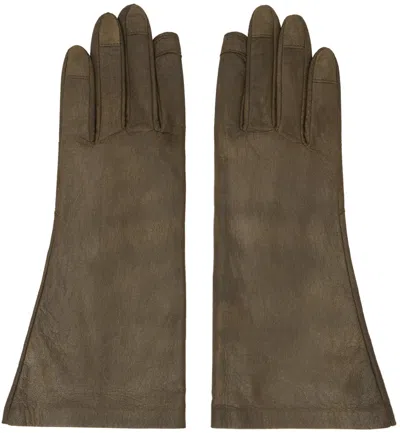 Rick Owens Khaki Porterville Short Gloves In 35 Bean