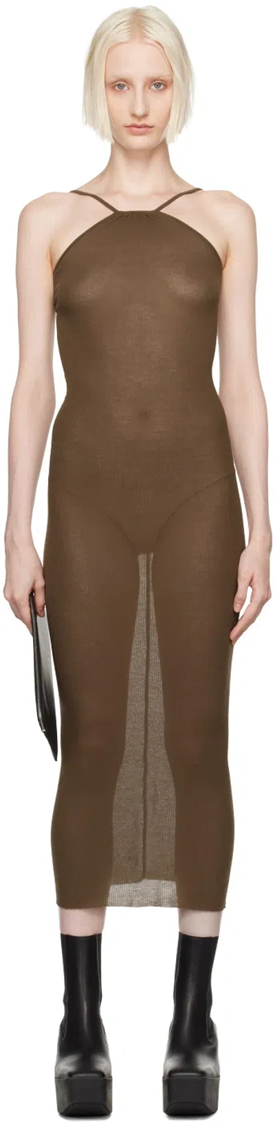Rick Owens Khaki Porterville Skorpio Midi Dress In 35 Bean