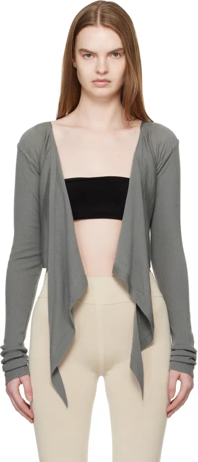 Rick Owens Khaki Temple Crop Wrap Top In Gray