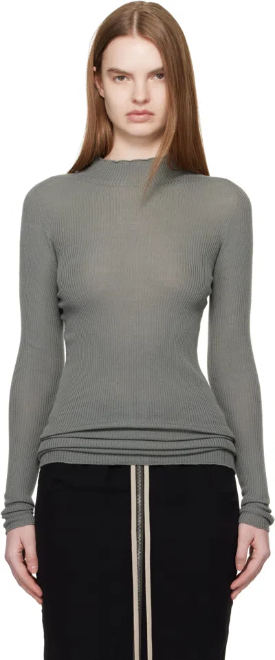 Rick Owens Khaki Temple Crater Knit Sweater In Green