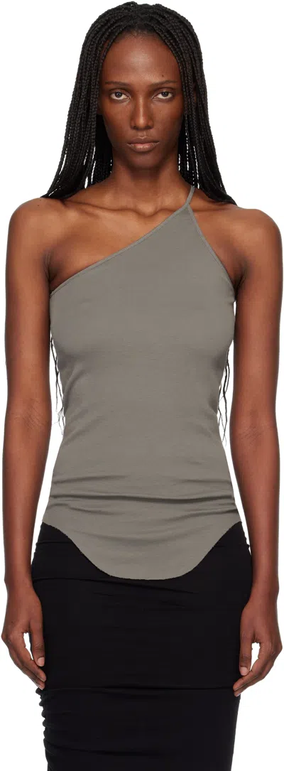 Rick Owens Khaki Temple One Shoulder Top In Gray