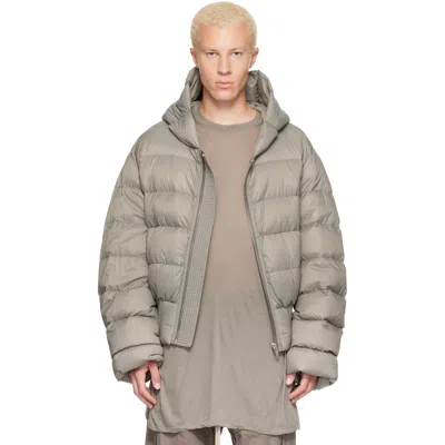 Rick Owens Khaki Tower Nylon Duvet Hooded Down Jacket In 48 Darkpearl