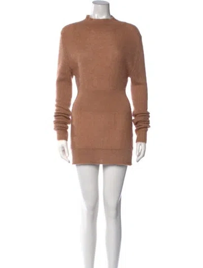 Pre-owned Rick Owens Kid Mohair Mock Neck Sweater In Brown