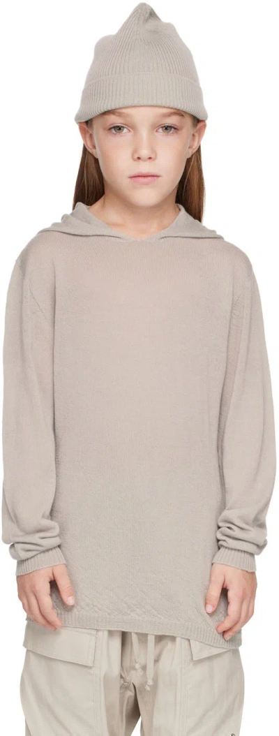 Rick Owens Kids Beige Cashmere Hoodie In 08 Pearl