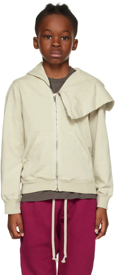 Rick Owens Zip-up Cotton Hoodie In Pearl