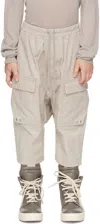 Rick Owens Kids Beige Pods Long Cargo Shorts In 08 Pearl