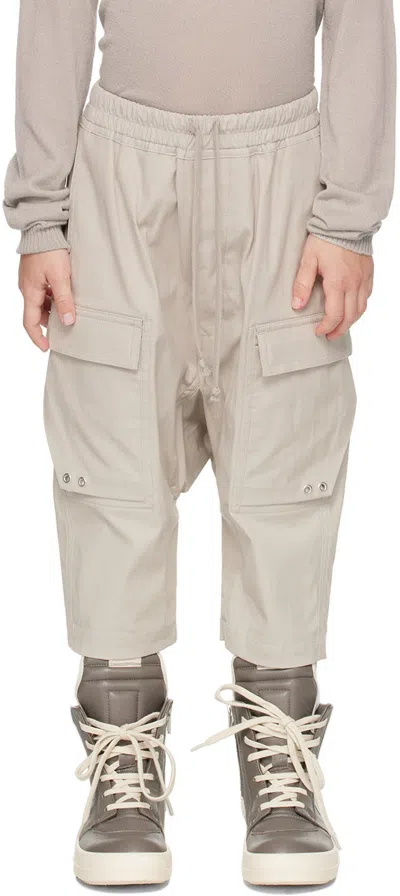 Rick Owens Kids Beige Pods Long Cargo Shorts In 08 Pearl