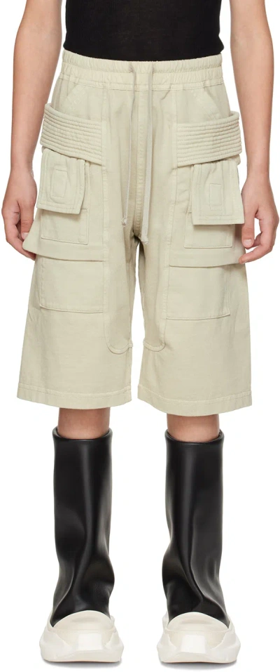 Rick Owens Kids Beige Pods Shorts In Pearl