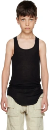Rick Owens Kids Black Basic Rib Tank Top In Black