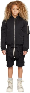 Rick Owens Kids Black Flight Bomber Down Jacket In 09 Black