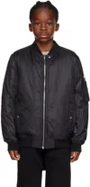 Rick Owens Kids Black Flight Bomber Jacket In 09 Black