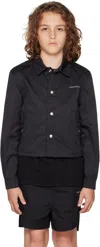 Rick Owens Kids Black Hollywood Snap Front Jacket In Black