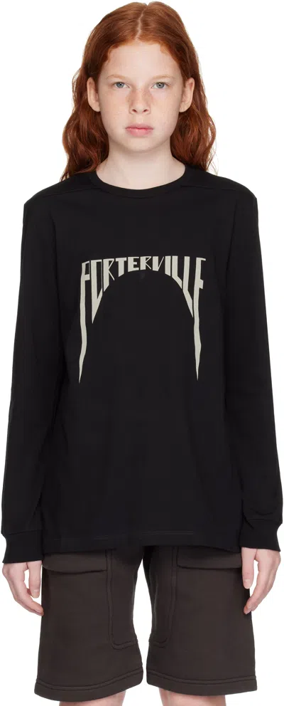 Rick Owens Kids Black Porterville Level Long Sleeve T-shirt In 0908 Black/pearl