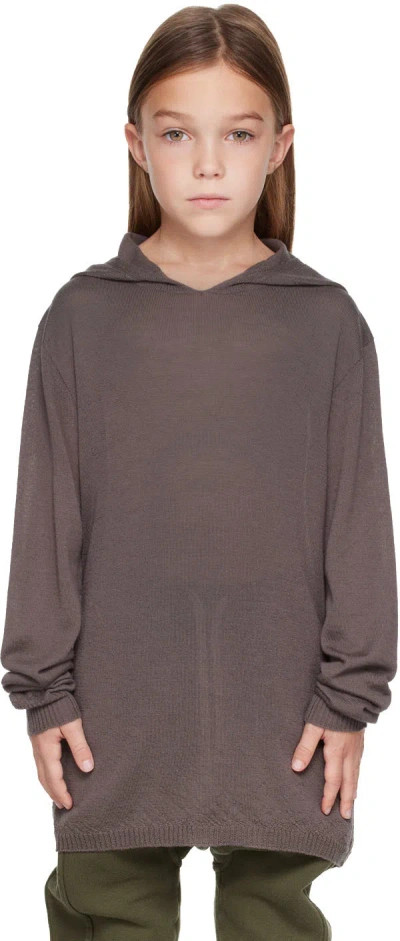 Rick Owens Kids Gray Cashmere Hoodie In 34 Dust