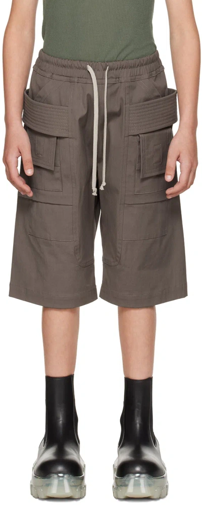 Rick Owens Kids Gray Creatch Shorts In Dust