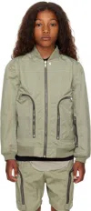 Rick Owens Kids Khaki Hollywood Bauhaus Flight Bomber Jacket In Gray