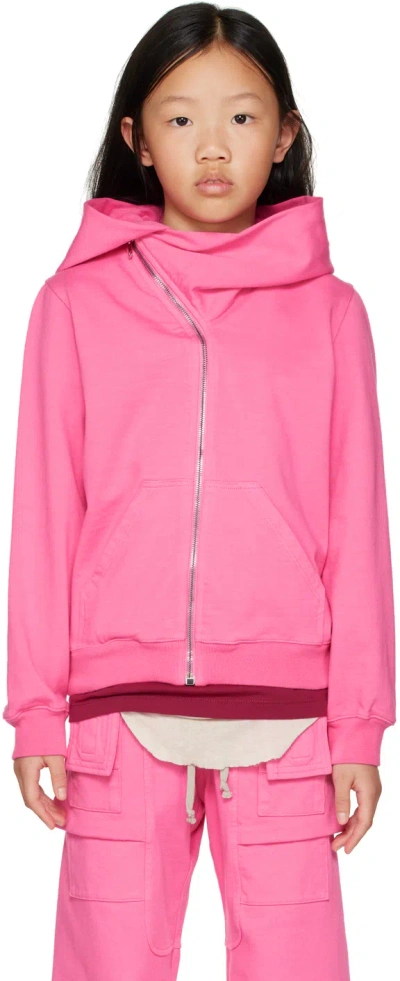 Rick Owens Zip-up Cotton Hoodie In Hot Pink