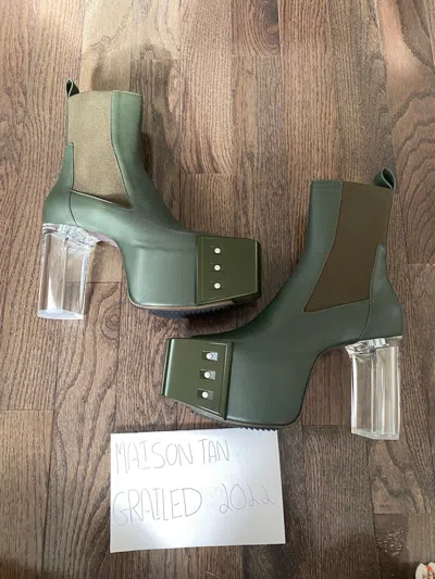 Pre-owned Rick Owens Kiss Boots In Green