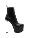 Rick Owens Leather Platform Ankle Boots In Black