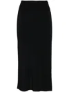 Rick Owens Ribbed-panel Crepe Midi Skirt In Black